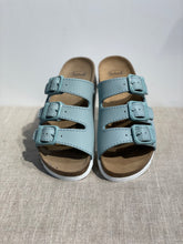 Lataa kuva Galleria-katseluun, Scholl työkenkä vaaleansininen 3 remmiä